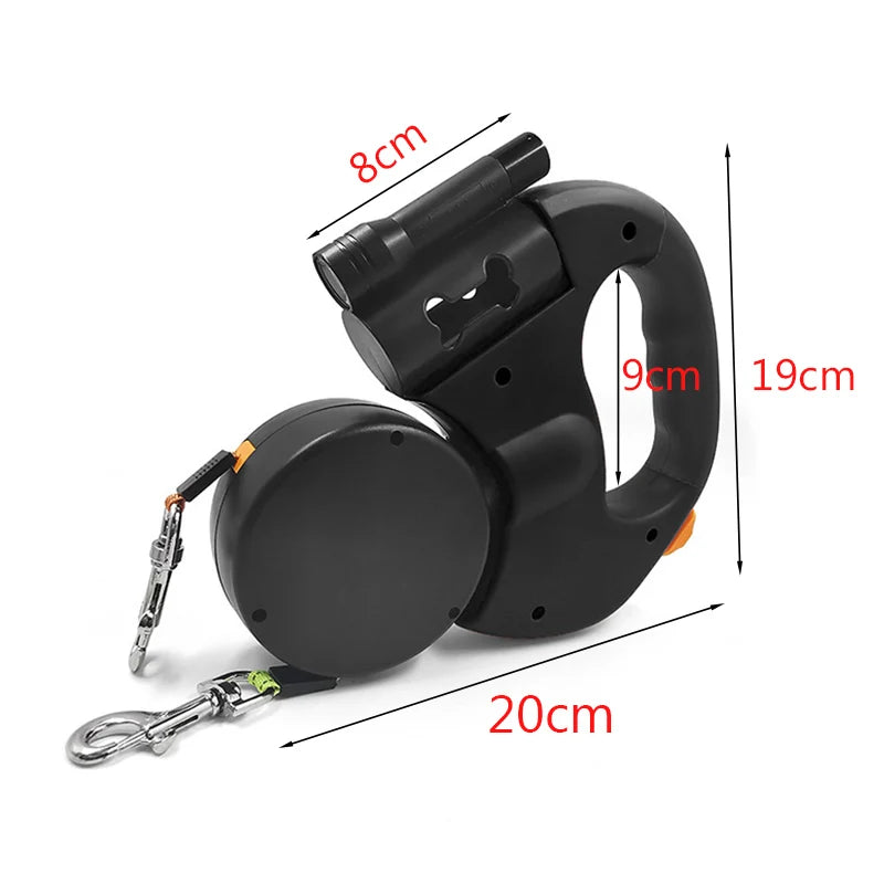Double Automatic Puppy Dog Leash Retractable Pet Leashes for Small Medium Dogs French Bulldog Chihuahua Cat Rope Mascotas Chain