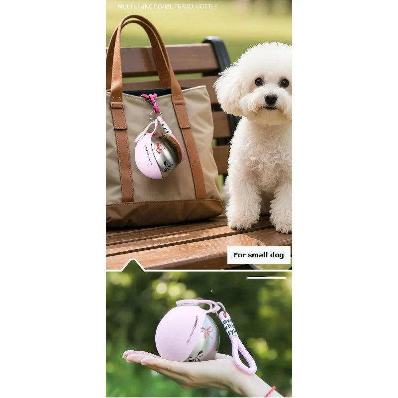 Bouteille d'eau portable pour chiens, à utiliser en extérieur ; distributeur d'eau pratique en PETG pour chiens ; gamelle d'eau portable pour chiots en voyage