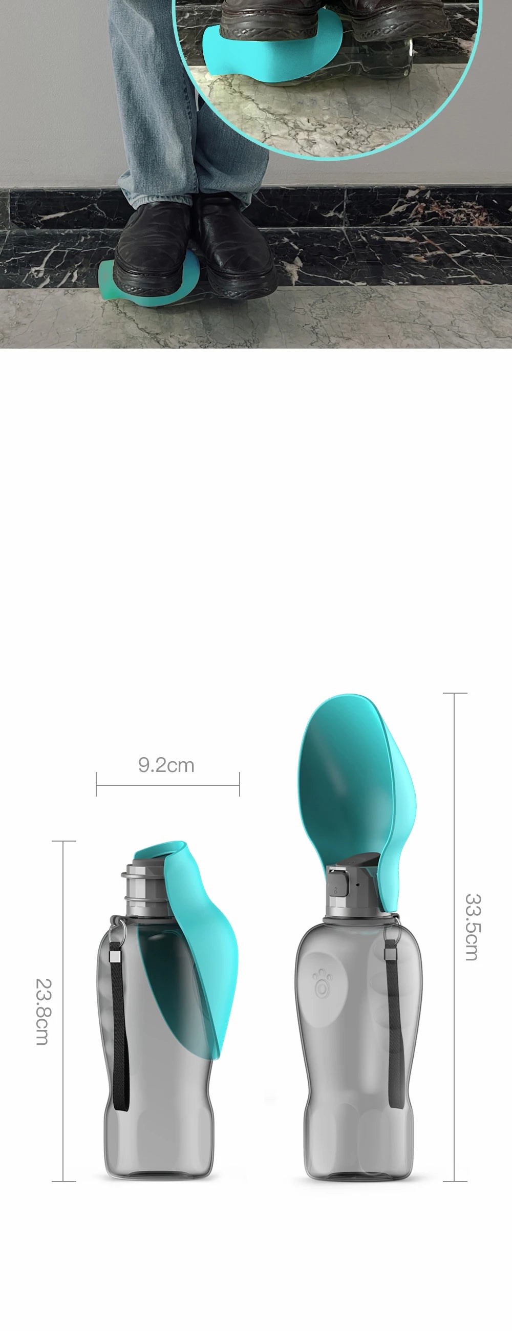 Bouteille d'eau portable de 800 ml pour chiens (petits, moyens et grands) – Gamelle de voyage pour l'extérieur, bol à boire, mangeoire pour chiots et chats, accessoires pour animaux de compagnie (Labrador)