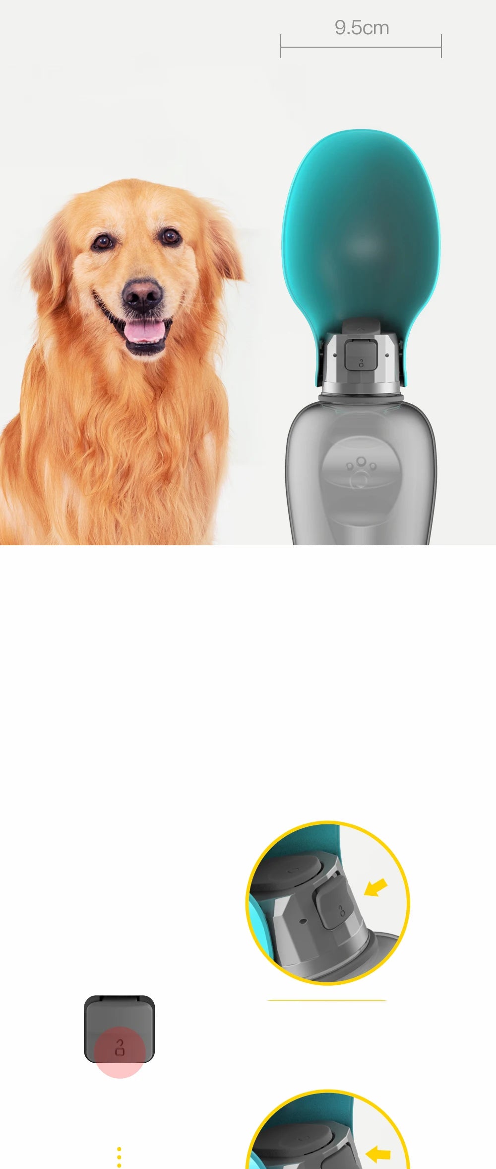 Bouteille d'eau portable de 800 ml pour chiens (petits, moyens et grands) – Gamelle de voyage pour l'extérieur, bol à boire, mangeoire pour chiots et chats, accessoires pour animaux de compagnie (Labrador)