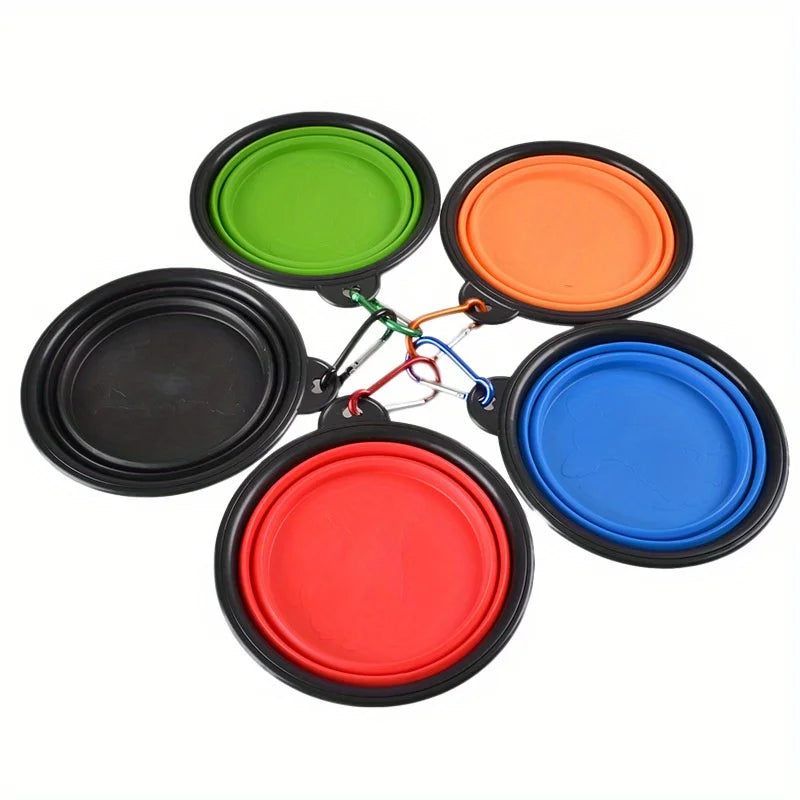 Gamelle pliable pour chien, gamelle de voyage portable pour chien, gamelle pour nourriture et eau destinée aux promenades en plein air, gamelle en silicone pour nourriture et eau avec rebord