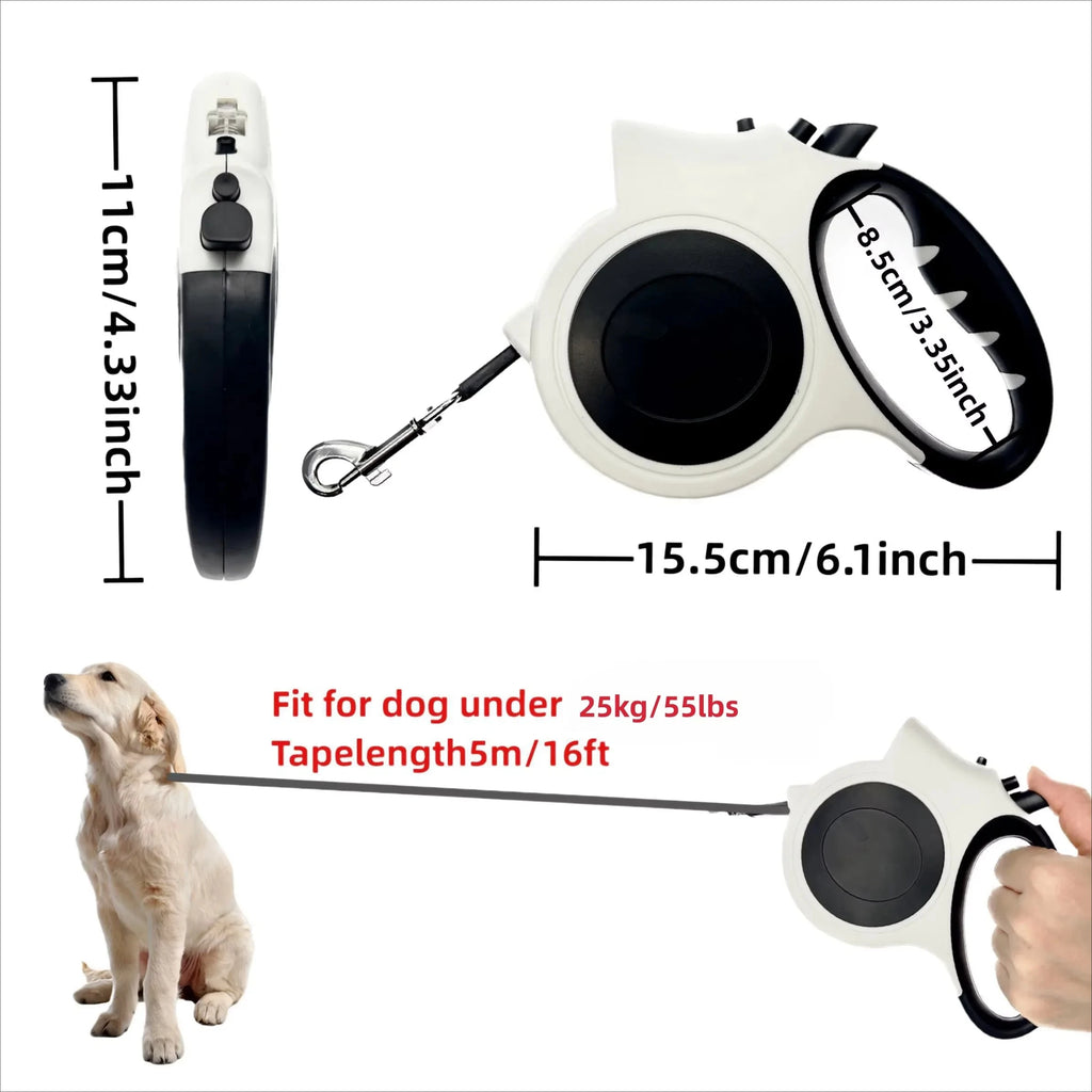 1Pcs Illuminated Retractable Dog Leash - 16ft, Adjustable, Ideal For Medium And Large Dogs, Perfect For Nighttime Walks And Runs