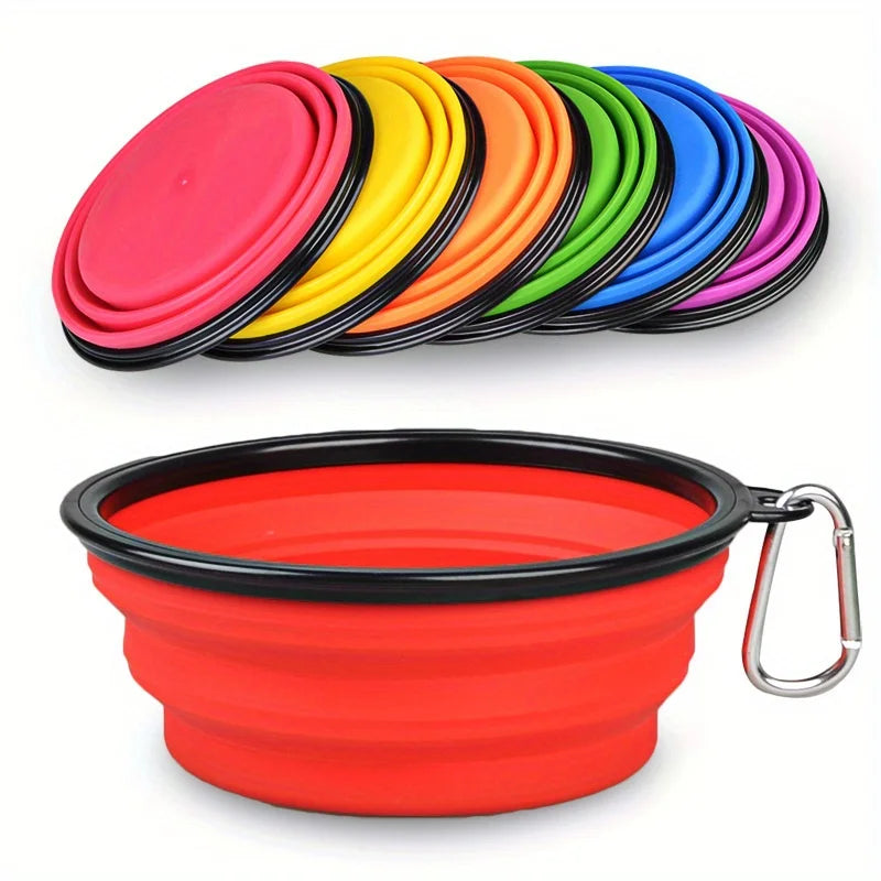 Gamelle pliable pour chien, gamelle de voyage portable pour chien, gamelle pour nourriture et eau destinée aux promenades en plein air, gamelle en silicone pour nourriture et eau avec rebord