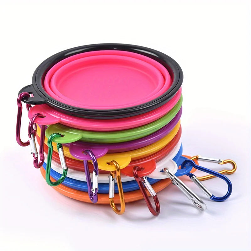 Gamelle pliable pour chien, gamelle de voyage portable pour chien, gamelle pour nourriture et eau destinée aux promenades en plein air, gamelle en silicone pour nourriture et eau avec rebord