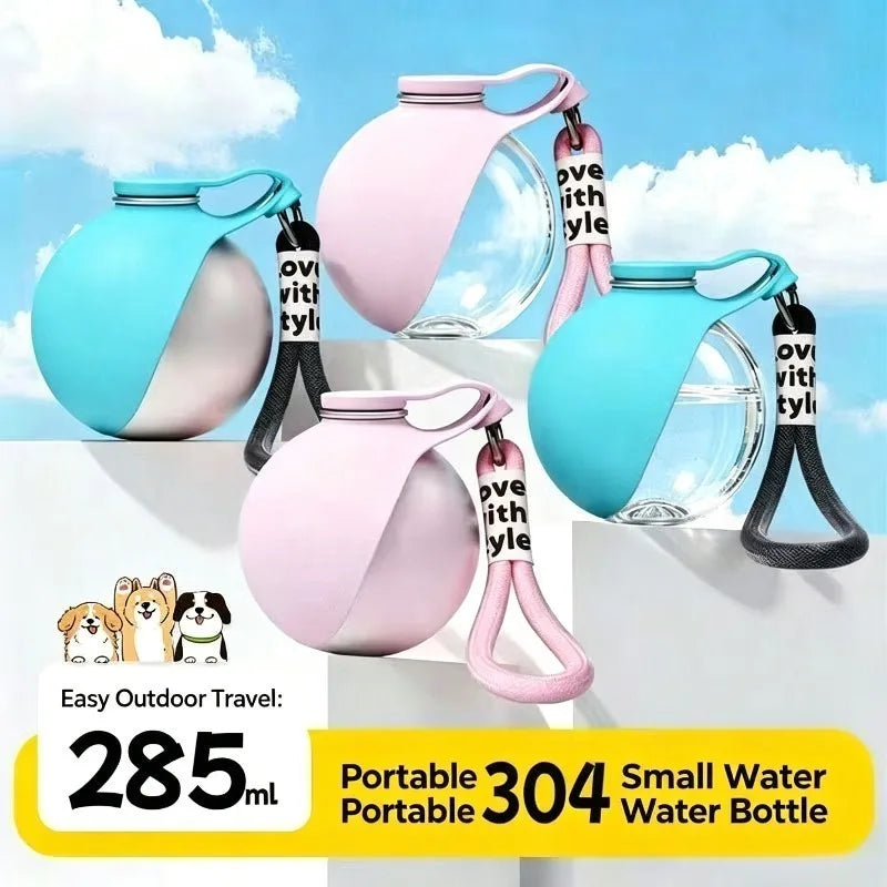Bouteille d'eau portable pour chiens, à utiliser en extérieur ; distributeur d'eau pratique en PETG pour chiens ; gamelle d'eau portable pour chiots en voyage