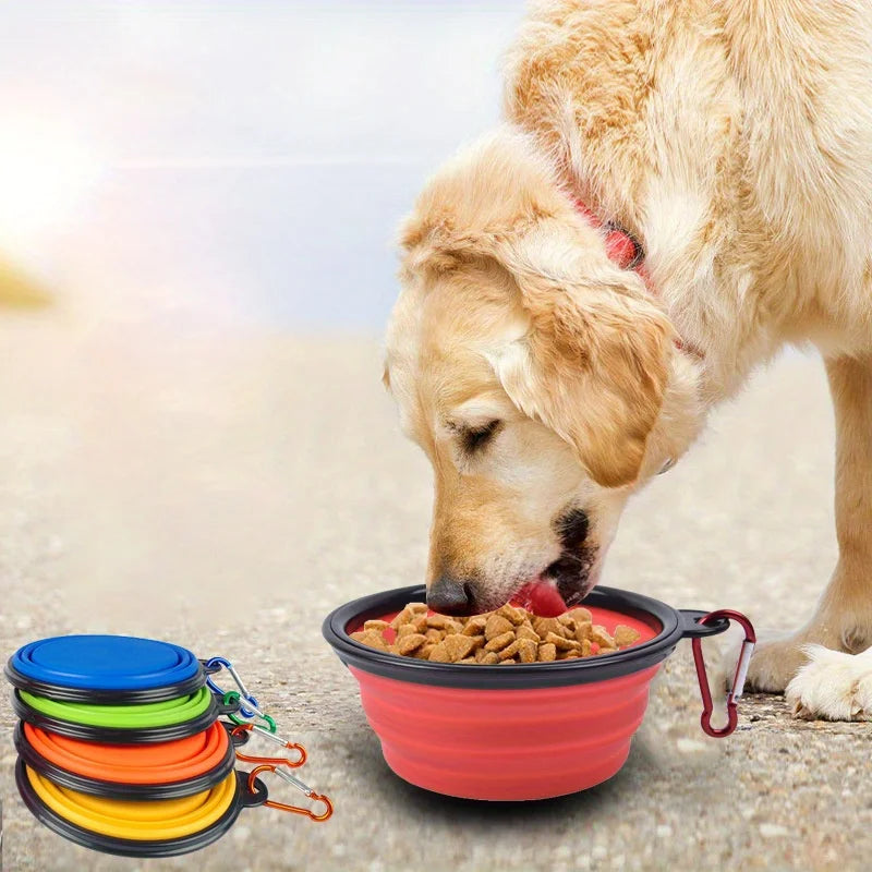Gamelle pliable pour chien, gamelle de voyage portable pour chien, gamelle pour nourriture et eau destinée aux promenades en plein air, gamelle en silicone pour nourriture et eau avec rebord